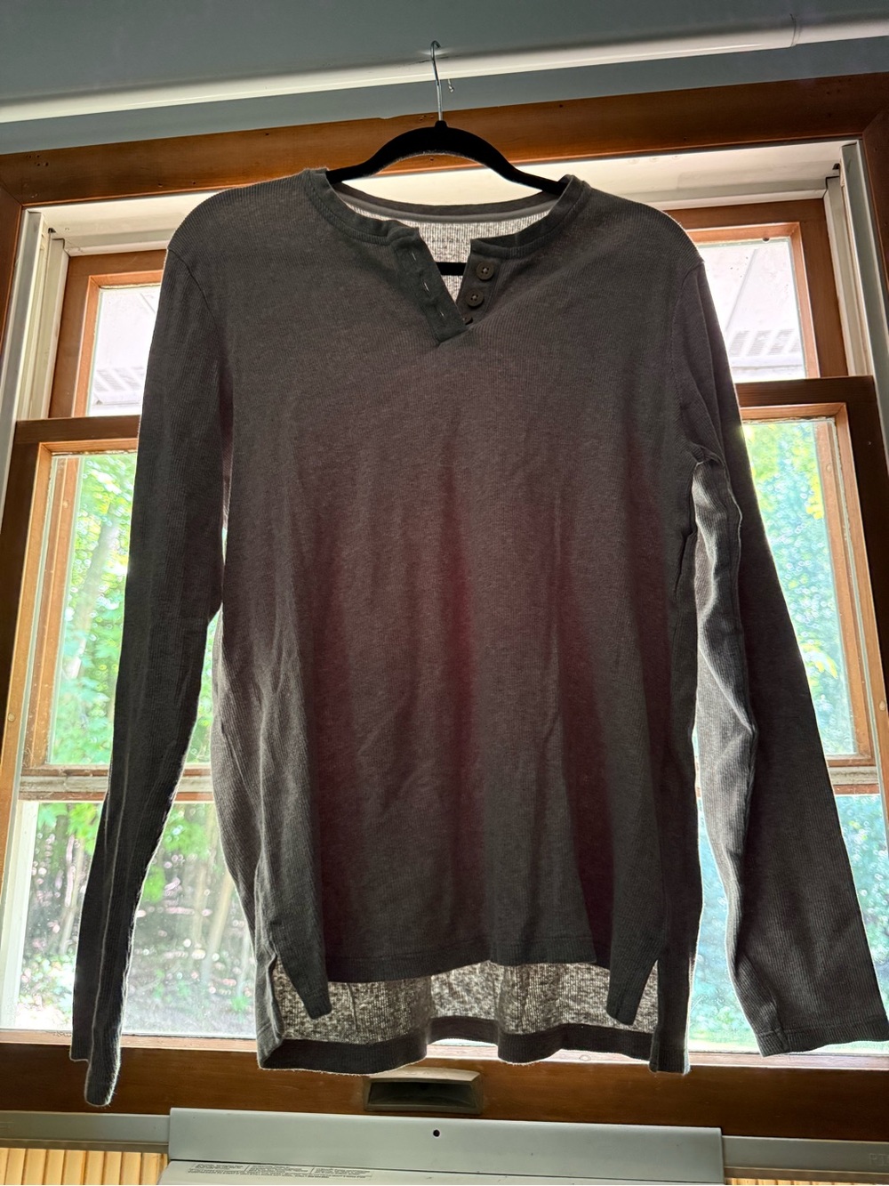 Women's Long-Sleeve Henley Tee — Charcoal